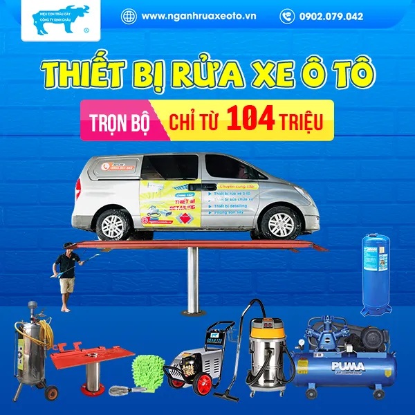Trọn bộ thiết bị rửa xe ô tô tại Định Châu