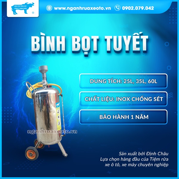 Định Châu có sẵn bình bọt tuyết inox 35L với giá tốt, giao nhanh trong ngày