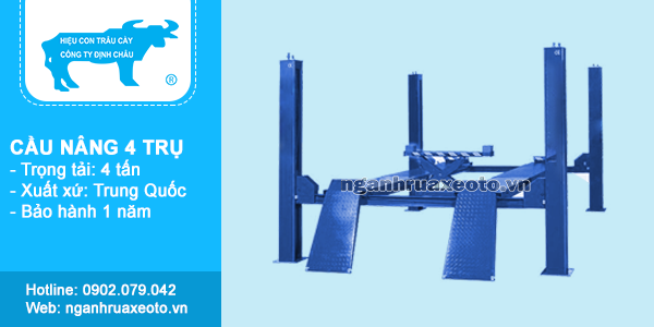 Cầu nâng ô tô 4 trụ với thiết kế chắc chắn, chịu lực tốt