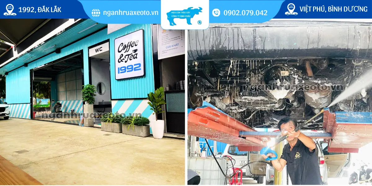 Hình ảnh tiệm rửa xe ô tô có cầu nâng 1 trụ