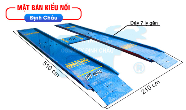Kích thước cầu nâng 1 trụ mặt bàn nổi