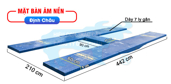 Kích thước cầu nâng 1 trụ mặt bàn nổi âm nền