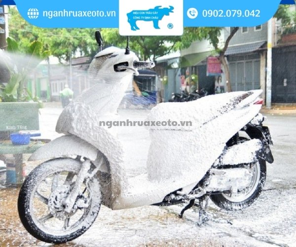 Tiến hành phủ bọt lên toàn bộ xe